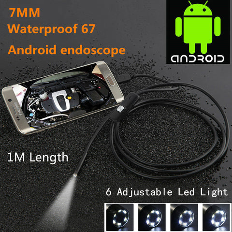 Locksmith Inspection mini USB Camera Waterproof 480P HD 7mm lens Pipe 1m Endoscope Snake Tube with 6 LEDs Borescope For Android Phone PC - ZIPPY LOCKSHOP